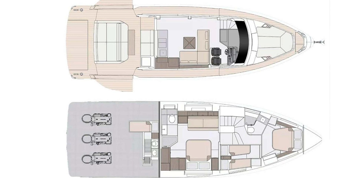 Аренда яхты Azimut Seadeck 6 во Франции - планы палуб