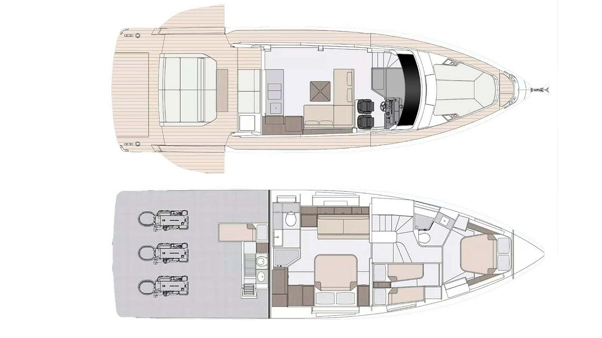Аренда яхты Azimut Seadeck 6 во Франции - планы палуб