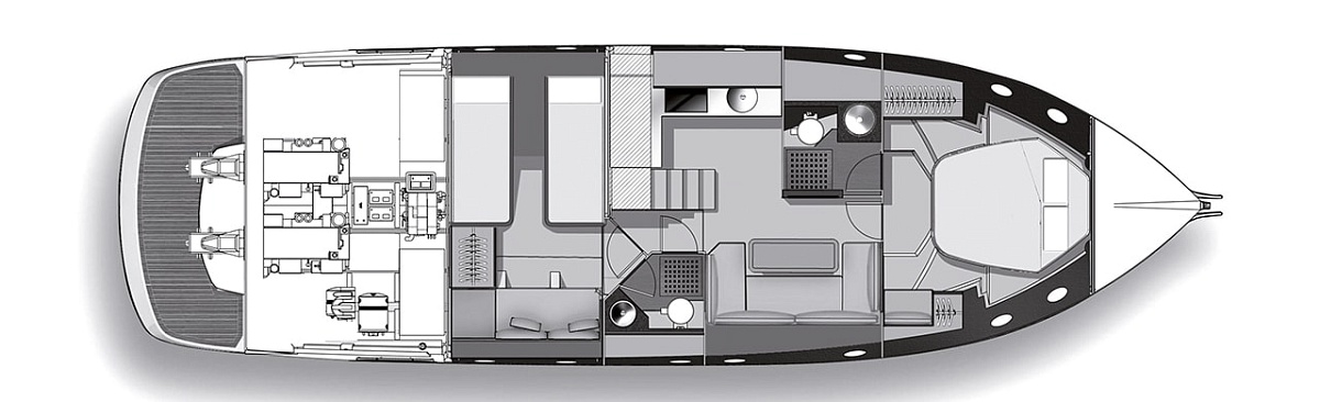 Продажа моторной яхты Cranchi M44 HT - нижняя палуба