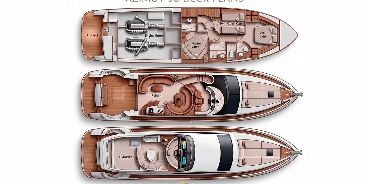 Аренда яхты Azimut 58 Limaya на Миконосе - планы палуб