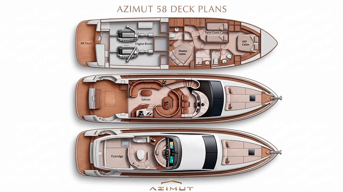 Аренда яхты Azimut 58 Limaya на Миконосе - планы палуб