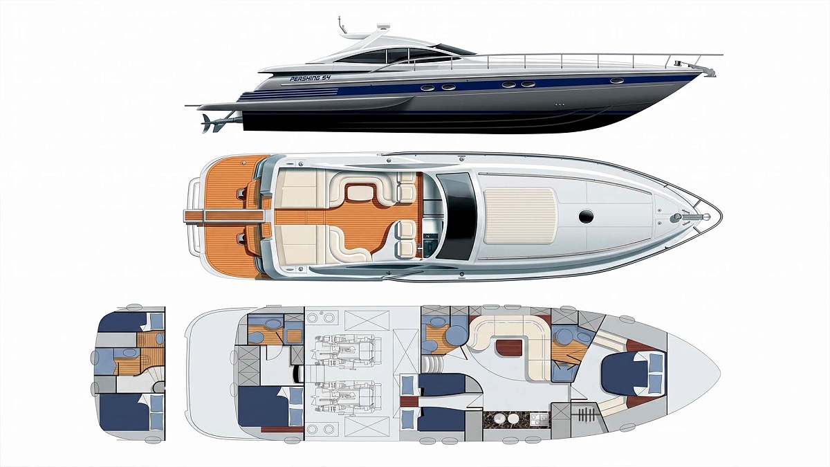 Аренда яхты Pershing 54 на Миконосе - планы палуб