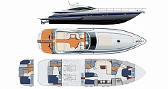 Аренда яхты Pershing 54 на Миконосе - планы палуб