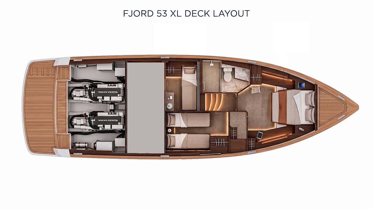 План нижней палубы Fjord 53 XL в Хорватии