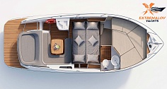 Продажа круизера Cranchi 30 Endurance - план нижней палубы, второе спальное место для 2 гостей