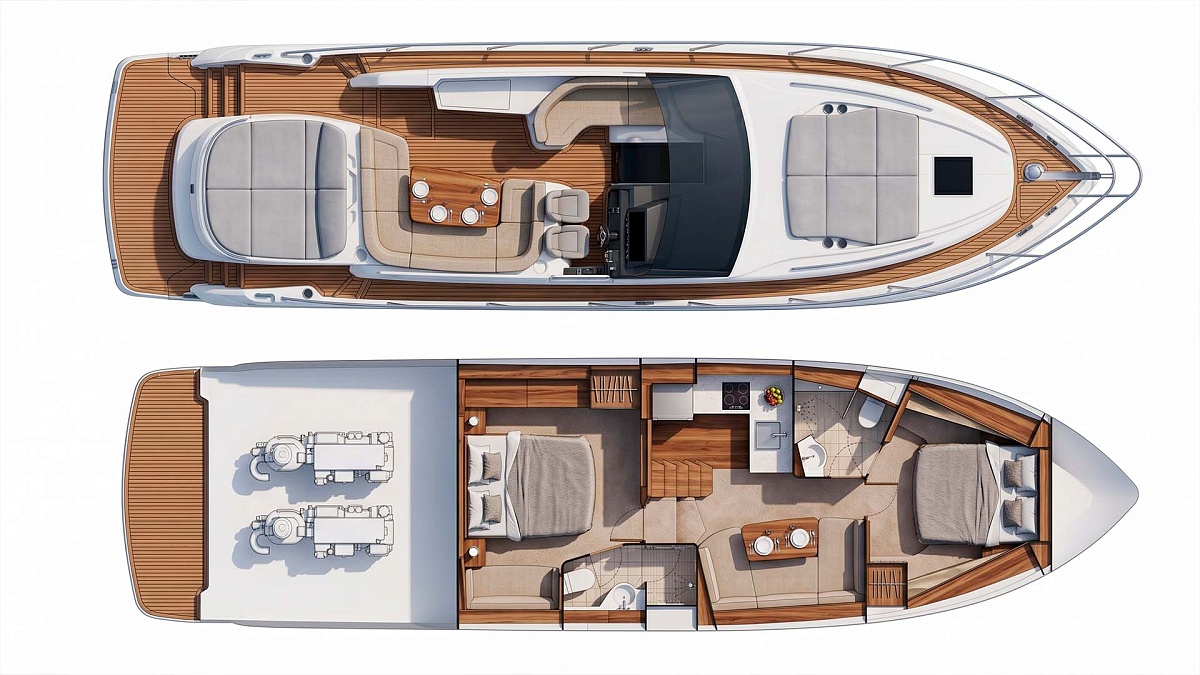 Аренда яхты Princess V50 на Ибице - планы палуб